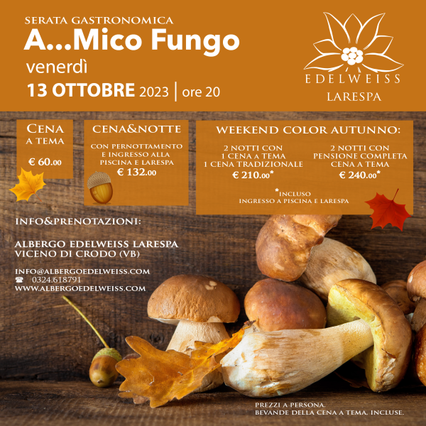 A…Mico Fungo: Cena a tema e le proposte per il Weekend Color Autunno